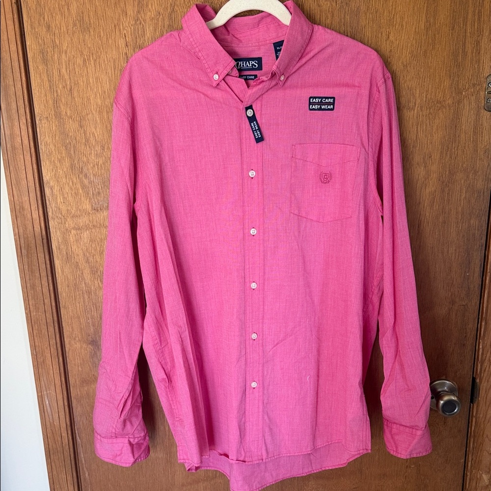 Chaps Men’s Button-Down Shirt in Bright Pink